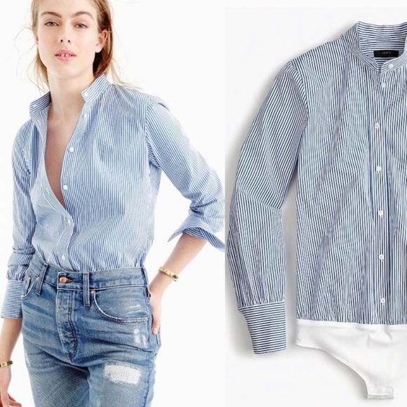 J. Crew Tops - NWT J. Crew Tailored Striped Button-Down Bodysuit